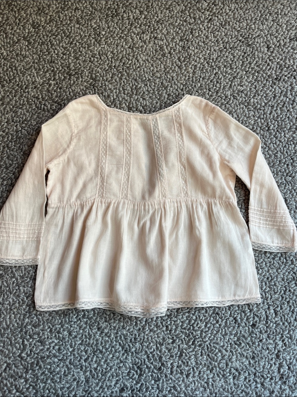 Bonpoint Girls' Soft Cream Peasant Top - Long Sleeve